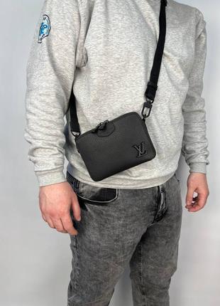 Чоловіча шкіряна сумка через плече луї вітон стильна louis vuitton8 фото