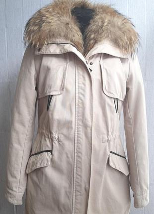 Крутая женская парка 2в1 с мехом енота alexandra collection