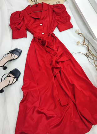 Елегантна червона сатинова сукня shein