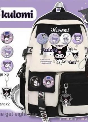 Шкільний рюкзак куромі sanrio із прикрасами декором значками злий куромі kuromi космонавт