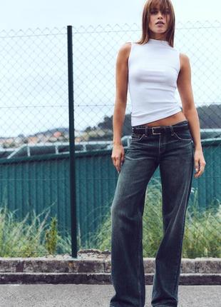 Джинси trf wide-leg з низькою посадкою