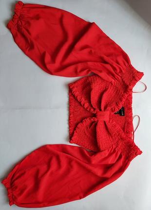 Коротка блузка з довгими рукавати