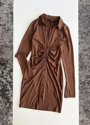 Коричневое платье nly one размер s