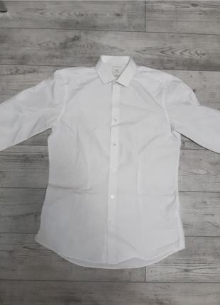 Сорочка рубашка біла чоловіча довгий рукав р 44-46 бренд "next"3 фото