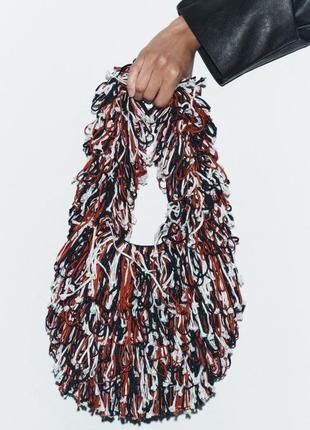 Сумка-мішок із різнобарвною бахромою