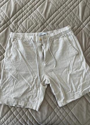 Натуральные льняные шорты от zara