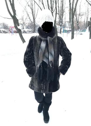 Шуба из меха мутона + норка