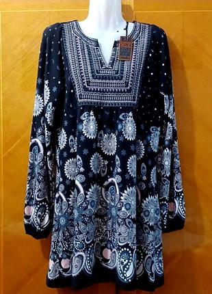 Новое красивое теплое платье туника с вышивкой в бохо этно стиле р.m от oled london