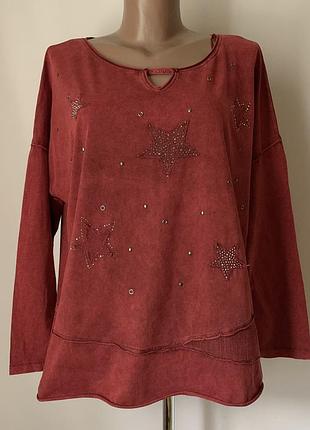 Стильна кофта легкий світшот оверсайз бавовняна реглан подовжений tredy