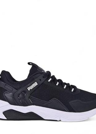 Чоловічі кросівки puma чорні з білим кеди весняні літні демісезонні демісезон низькі шкіра шкіряні сітка легкі текстильні відмінна якість пума5 фото
