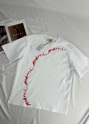 ❤️ біла футболка с надписом marni розмір s-m2 фото