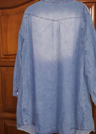 Рубашка удлиненная джинсовая платье xl размер 50 / 16 с длинным рукавом новая8 фото