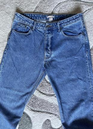 Синие джинсы h&amp;m с необработанным низом7 фото