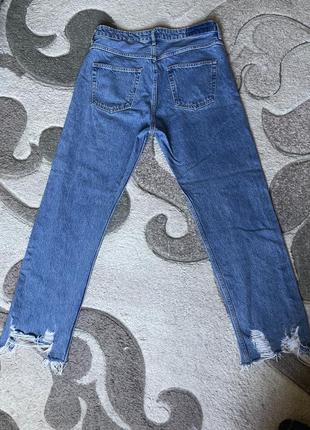 Синие джинсы h&amp;m с необработанным низом5 фото