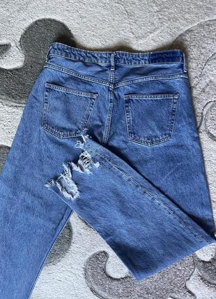Синие джинсы h&amp;m с необработанным низом6 фото