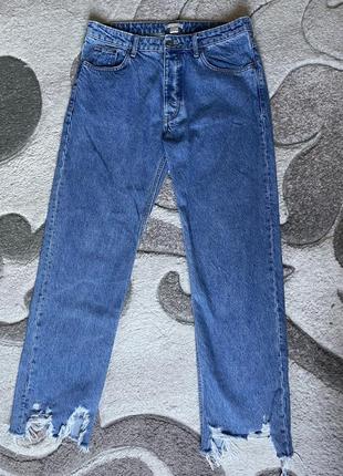 Синие джинсы h&amp;m с необработанным низом2 фото