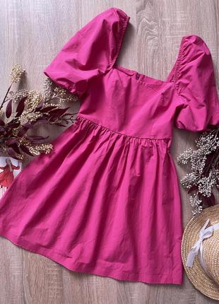 Ярко розовое платье фуксия baby doll