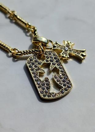 Кулон подвеска цепочка chrome hearts gold plate