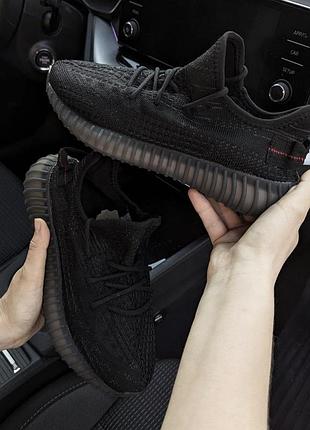 Жіночі кросівки adidas yeezy boost 350 v2 чорні кеди весняні літні демісезонні низькі текстильні сітка легкі відмінна якість адідас ізі буст