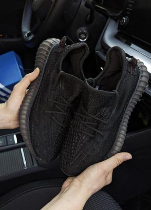 Жіночі кросівки adidas yeezy boost 350 v2 чорні кеди весняні літні демісезонні низькі текстильні сітка легкі відмінна якість адідас ізі буст4 фото