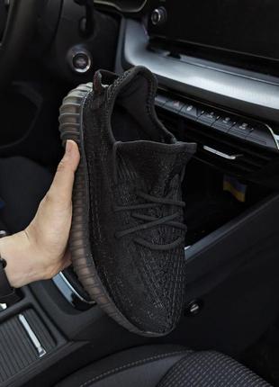 Женские кроссовки adidas yeezy boost 350 v2 черные кеды весенние летние демисезонные низкие текстильные сетка легкие отменное качество адидас изви буст2 фото