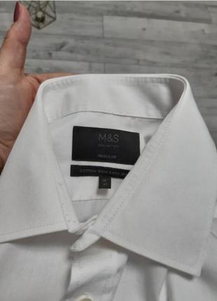 Сорочка рубашка чоловіча біла довгий рукав р 48 бренд "marks&spencer"6 фото
