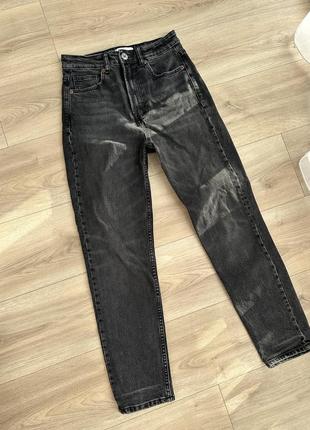 Черные серые джинсы zara mom fit high waist