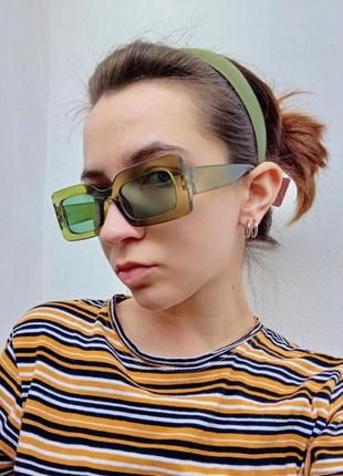 Зелені іміджеві квадратні окуляри3 фото