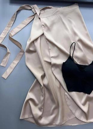 Шелковая юбка на запах юбка миди