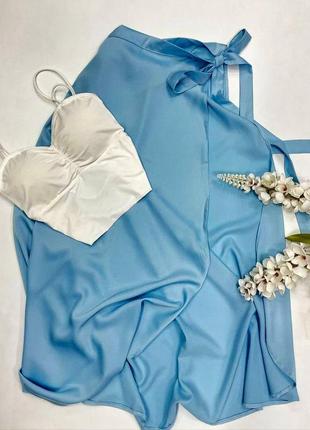 Шовкова юбка на запах спідниця міді8 фото