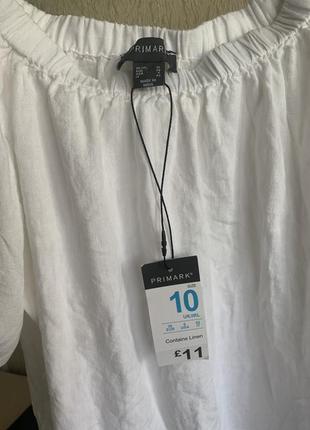 Нова біла блуза з відкритими плечима льон3 фото