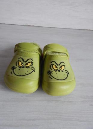 Капці кроси дитячі з хутром the grinch