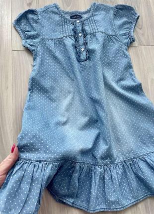 Очень нежное джинсовое платье / сарафан в горошек.2 фото