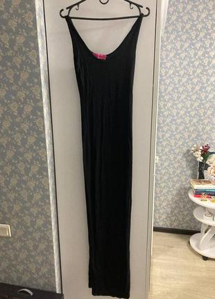 Длинное черное платье-майка вискоза boohoo3 фото