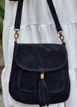 Замшевая черная кросс-боди lanira, италия, цвета в ассортименте