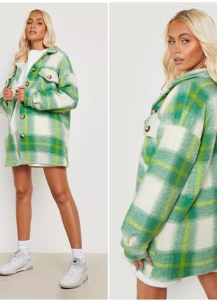 Теплое пальто рубашка шерсть жакет boohoo