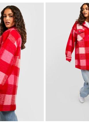 Теплое пальто рубашка шерсть жакет boohoo