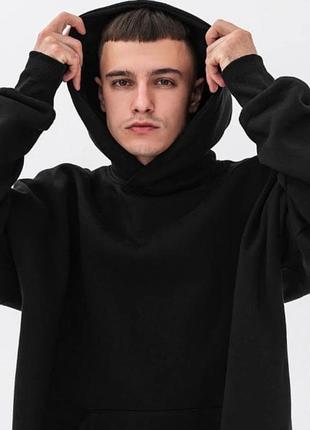 Худи с начесом rey оверсайз мужское с капюшоном без принтов и рисунков xl