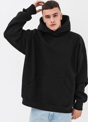 Худи с начесом rey оверсайз мужское с капюшоном без принтов и рисунков xl