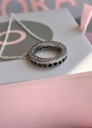 Ожерелье пандора серебро 925 кулон pandora цепочка «светящийся круг» ожерелье подвеска колье оригинальный кулон пандора новый бирка пломба8 фото
