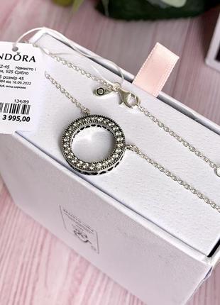 Ожерелье пандора серебро 925 кулон pandora цепочка «светящийся круг» ожерелье подвеска колье оригинальный кулон пандора новый бирка пломба6 фото