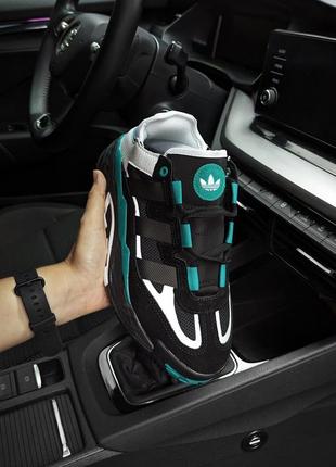 Женские кроссовки adidas niteball черные с зеленым