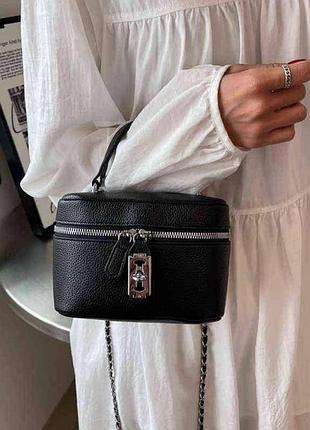 Жіноча сумка бочонок класична чорна зі шкіри модна добротна красива чорна сумка бочка маленька модна добротна чорна сумка бочка ма