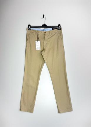 Polo ralph lauren  стрейчеві чіно штани у відтінку бежевого. цупкий матеріал. stretch slim fit.1 фото