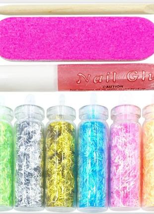 Набор для маникюра meijiaer с разноцветной соломкой