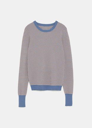 Стильный синий трикотажный свитер, реглан, кофта zara knit, p.xs/s
