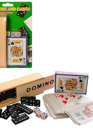 Настольная игра домино и игральные карты dm25547-7 с кубиками