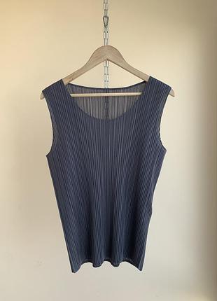 Плиссированный винтажный плиссе безрукавный топ issey miyake made in japan винтаж 2000х плиссированная майка homme pokemon pleats please s