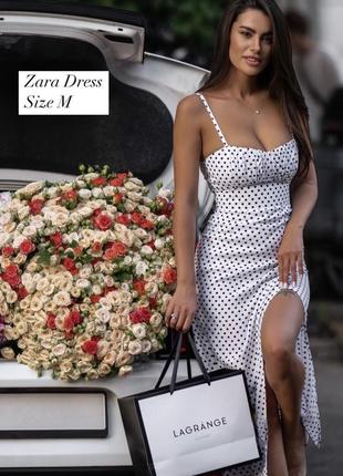 Платье белое в горох zara