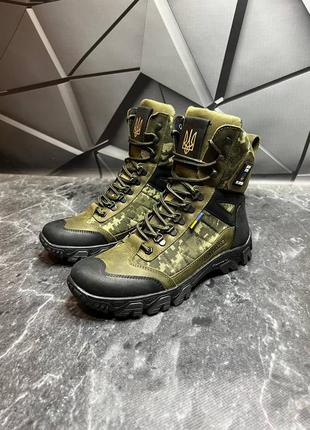 Берцы кожаные тактические пиксель хаки м14 мембрана gore-tex! берцы тактични...